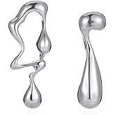 Irregular Liquid Gold Statement Earrings for Women Fashion Unique Large Waterdrop Dangle Earrings Minimalist Asymmetry Earring Valentine's Day Jewelry