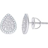Sterling Silver Womens Cubic-Zirconia Nugget Teardrop Stud Earrings