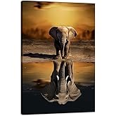 MODOJOART Elephant Canvas Wall Art, Mindset is Everything Painting Print Inspirational Elephant Photo Picture for Living Room Study Decor (Artwork-04, 12