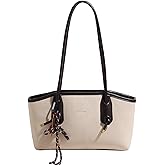 Vintage Shoulder Bags for Women Brown Purse Fall Hobo Handbag Faux Leather Shoulder Purse with Cute Pendant