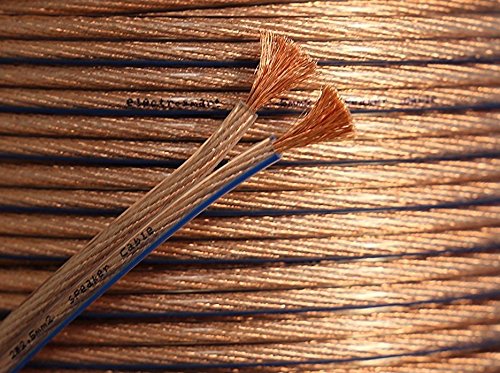 electrosmart 10m Quality 2 x 2.5mm Loud Speaker Cable - Multi-Strand 444 (2x 222 Strand) - Outside Dimensions of Cable: 7.5mm x 3.6mm - 14 AWG - 25A Max - Ideal for Car Audio & Home HiFi
