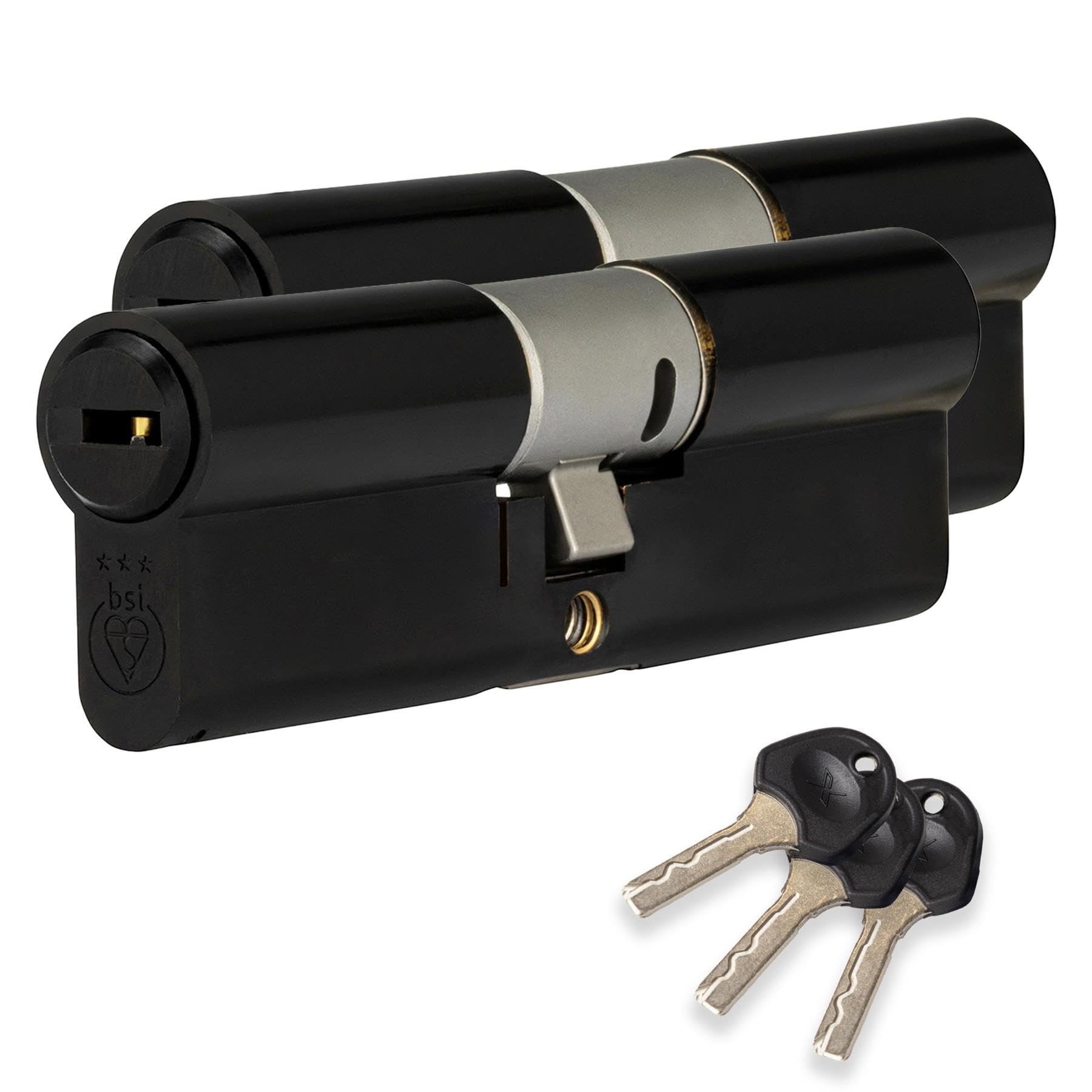 XFORT Colossus Matt Black 3 Star Kitemarked Keyed Alike Euro Cylinder Lock 45EX/55 (100mm), British Standard TS007 Anti-Snap Barrel Lock, Upvc Door Lock.