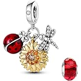 LNQOBU 925 Sterling Silver Charms for Bracelets Dangle Pendant fit Pandora Bracelets or Necklaces Jewelry Woman Gift Beads Charm (With one Spacer Beads)