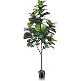 LYERSE Artificial Fiddle Leaf Fig Tree - 6.5ft Faux Ficus Lyrata Plant with 108 Fiddle Leaves Fake Fig Silk Tree in Pot Artificial Tree for Indoor Outdoor Home Office Housewarming