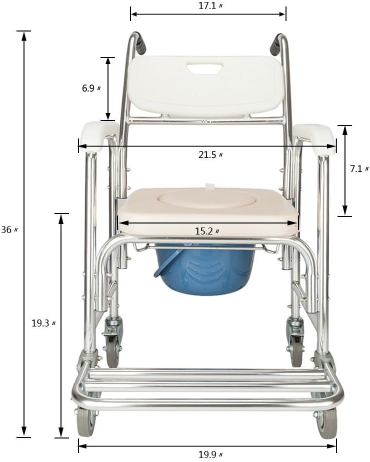 All Goodly 4-in-1 Multi-Function Commode Bath/Shower Wheelchair (White)