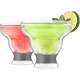 Host Freeze Stemless Margarita, Insulated Frozen Cocktail Plastic Glass Liquor Chilling Drinkware, Set of 2, Gray