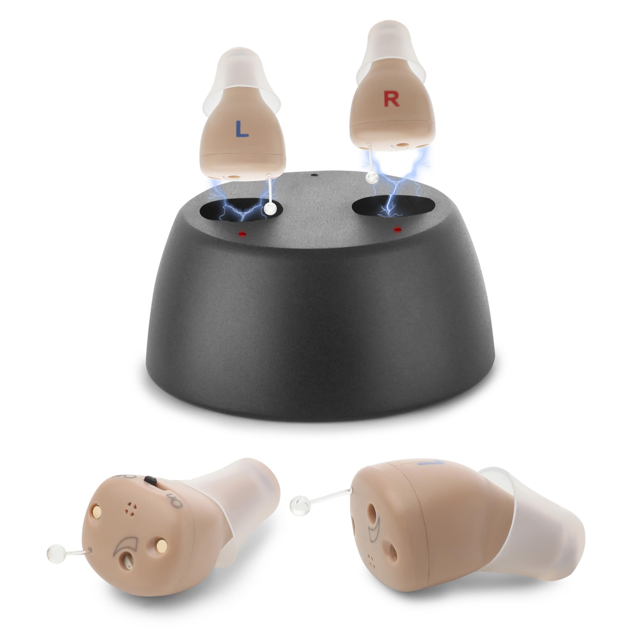 Rechargeable In-Ear Digital Sound Enhancers – Nearly Invisible Mini Audio Amplification Devices with Noise Cancellation and Long Battery Life (Pair)