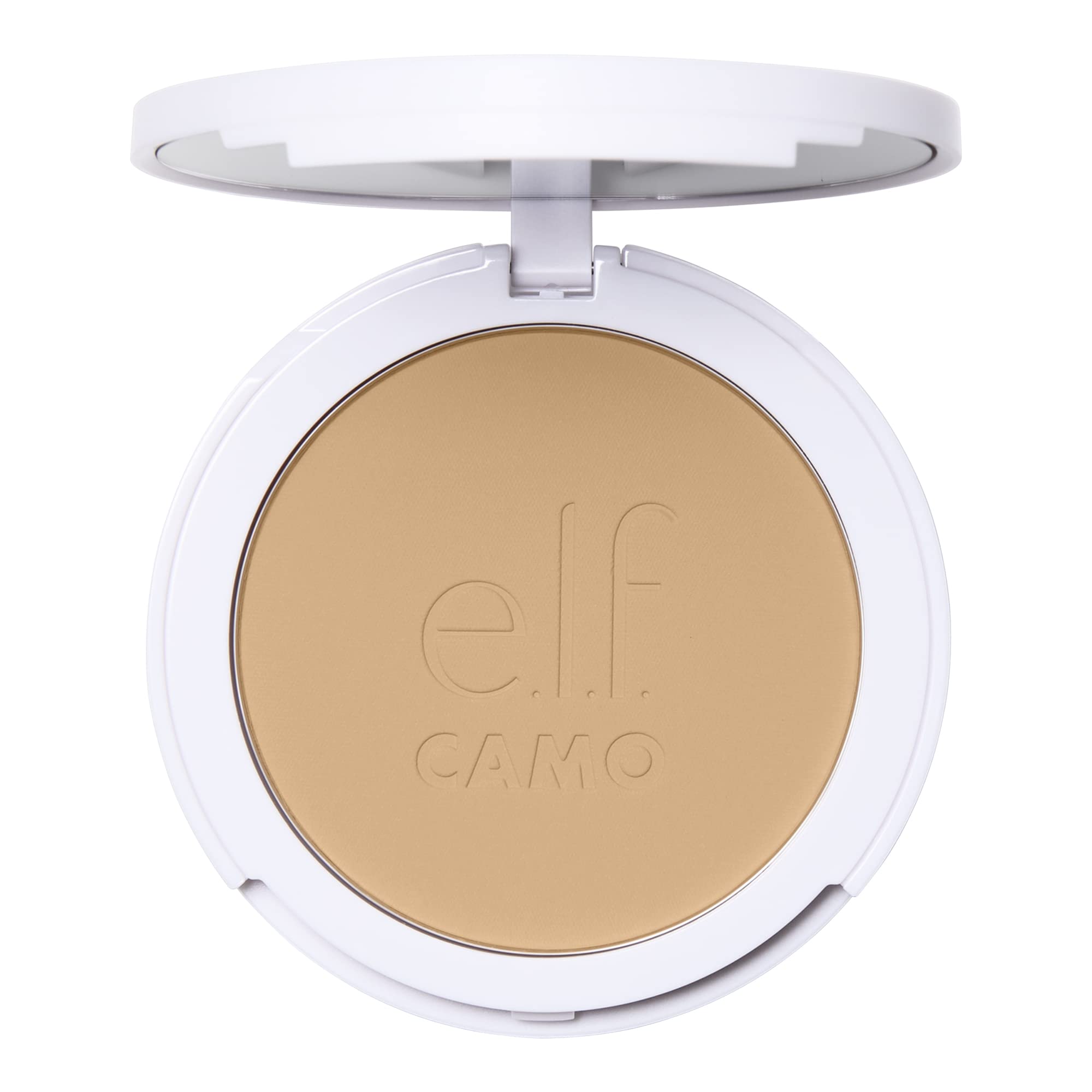 e.l.f. Camo Powder Foundation, Lightweight, Primer-Infused Buildable & Long-Lasting Medium-to-Full Coverage Foundation, Light 250 W