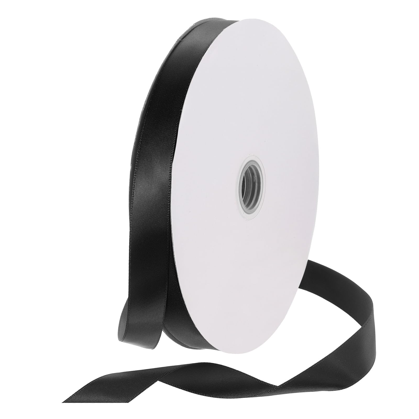 Rebower 20mm Satin Ribbon 91m Thick Double Face Grosgrain Silk Ribbon, [for Gift Wrapping, Hair Bows, Wedding, Cake, Flower] - 100 Yard/300ft/ Black