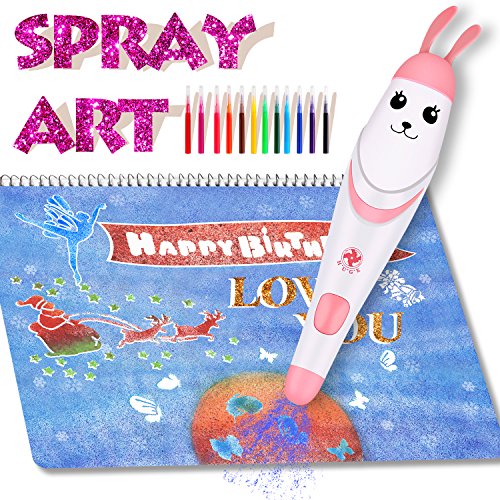 Airbrush Set for Kids, Electric Washable Air Marker Sprayer Magic Painting Crafts Creative Educational Toys for Boys, Girls and Your Love (Pink)