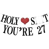 Holy You're 27 Banner - Funny Happy 27th Birthday Bunting Sign, Cheers to 27 Years, 27 Years Old Birthday/Anniversary Party Decorations Supplies for Men Women