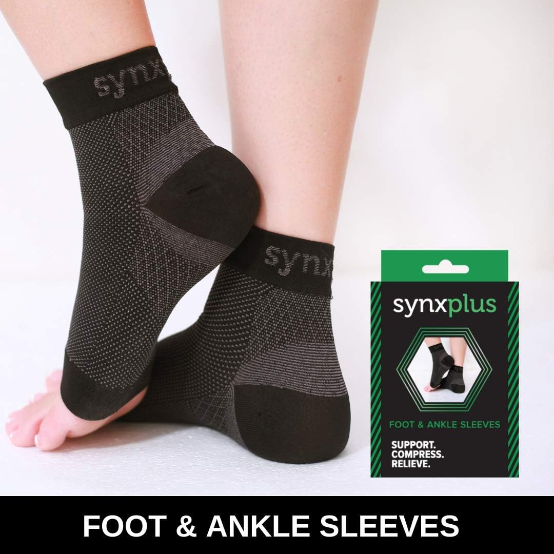 Synxplus Foot and Ankle Sleeves by Synxsole Relieve Plantar Fasciitis, Swelling
