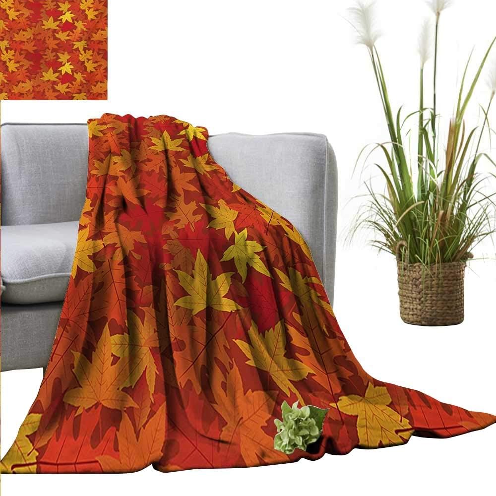 AndyTours Couch Blanket，Orange,Colorful Autumn Fall Season Maple Leaves