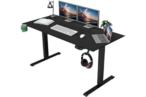 OUTFINE Heavy Duty Dual Motor Height Adjustable Standing Desk Electric Dual Motor Home Office Stand Up Computer Workstation(Black, 55") Desktop Load up to 220lbs