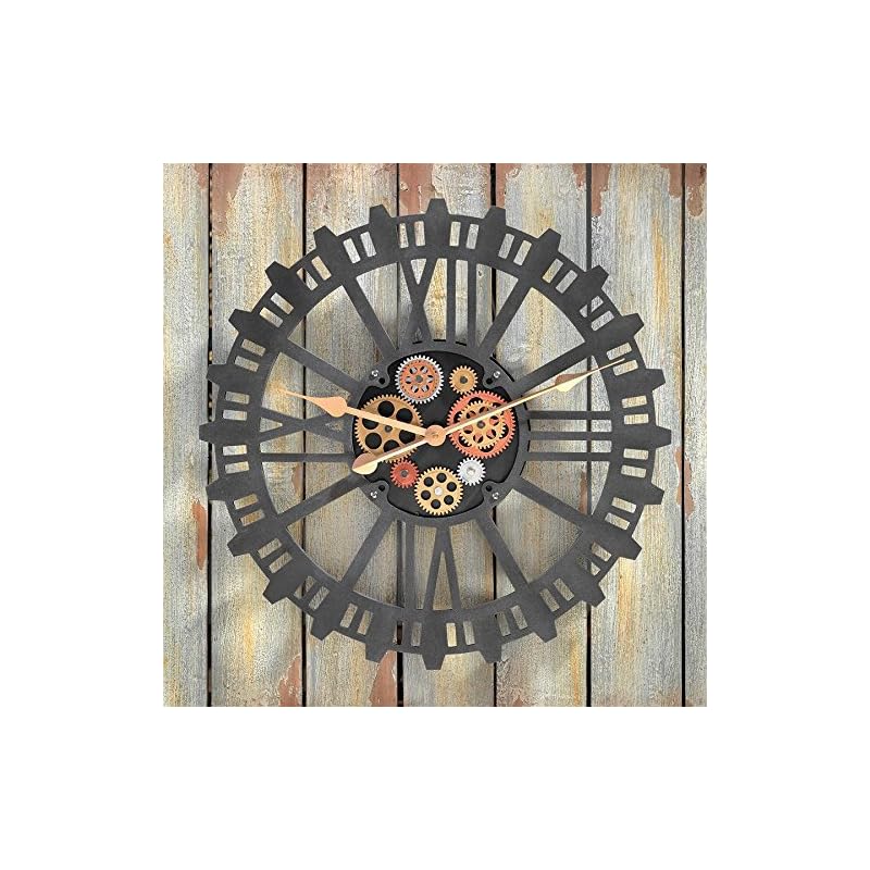 Design Toscano Synchronized Sprockets and Gears Wall Clock, Silver » Steampunk 
