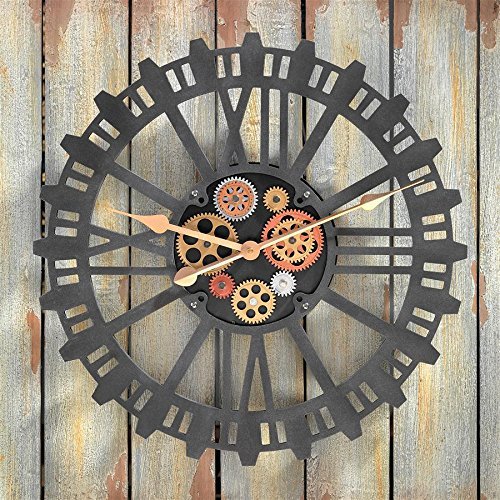 Design Toscano Synchronized Sprockets and Gears Wall Clock, Silver » Steampunk 
