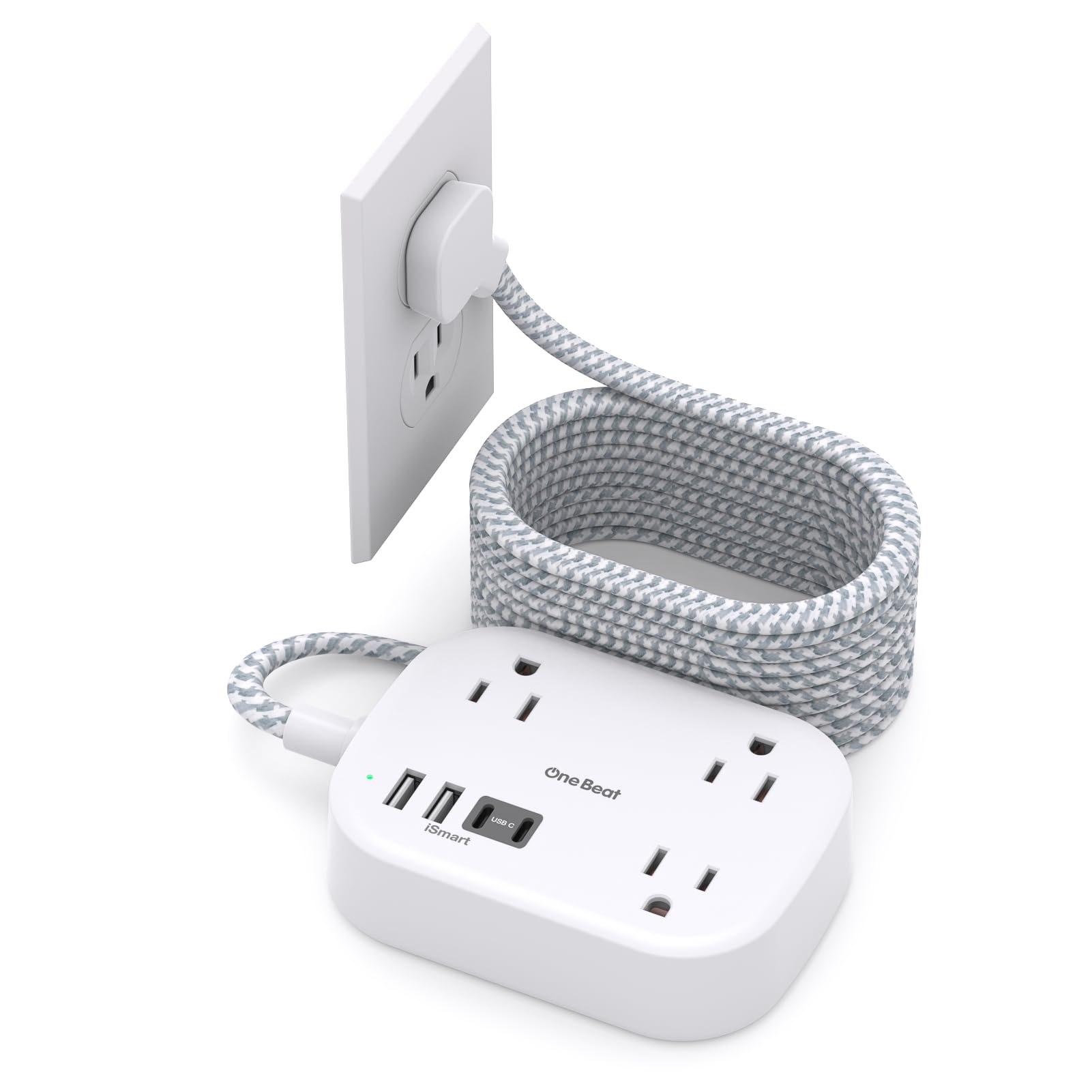 Flat Plug Power Strip, 6ft Ultra Flat Extension Cord - 3