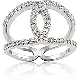 Sterling Silver Cubic Zirconia Interlocking Horseshoe Band Ring