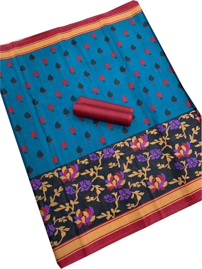 DEVPRIYA FASHION Women's Printed bhagalpuri khadi Saree With running Blouse Piece
