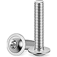 M6-1.0 x 35mm Flanged Button Head Socket Cap Screws, Stainless Steel 18-8 (304), Bright Finish, Full Thread, Allen Socket Drive, 25 PCS