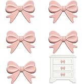 SDYHTS Pink Bow Knobs for Dresser Pink Bow Dresser Knobs Cast Pink Bow Dresser Knobs Pink Bow Drawer Knob Princess Pulls (5 Pack)