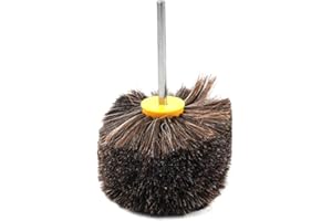 Bacar Horsehair Polishing 4" Wheel Brush Horse Hair Buffing Grinding Roller Drill Buffer Abrasive Grinder Rotary Tool 100x160mm Brown for Surface Texture Burnishing