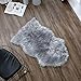 OJIA Deluxe Soft Faux Sheepskin Chair Cover Seat Pad Plain Shaggy Area Rugs for Bedroom Sofa Floor (2ft x 3ft, Grey)