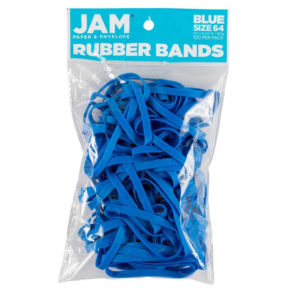 JAM PAPER Durable Rubber Bands - Size 64 - Blue Multi-Purpose Rubberbands - 100/Pack