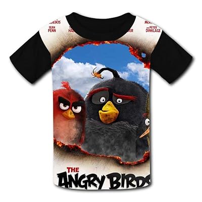 HOOPNUA Youth Angry Birds T-Shirt Fashion Crew Neck Short Sleeve Tee Polo Shirt