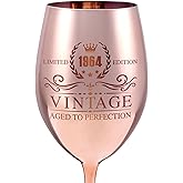 Vintage 1964 Wine Glass - 60th birthday gifts for women - Turning 60 Year Old Birthday Decorations - For Friends, Daughter, Sister Mom