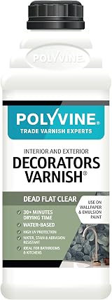 Polyvine Decorators Varnish Dead Flat 1L Water Resistant UV Protection