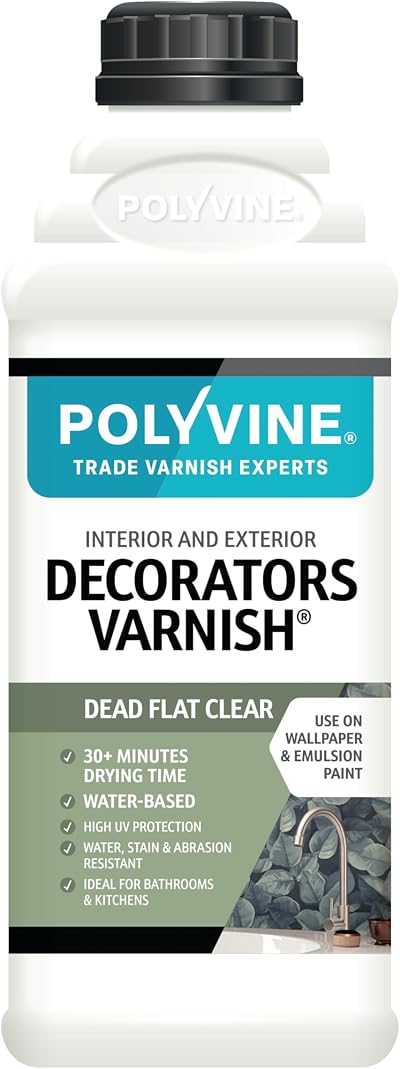 Polyvine Decorators Varnish Dead Flat 1L Water Resistant UV Protection