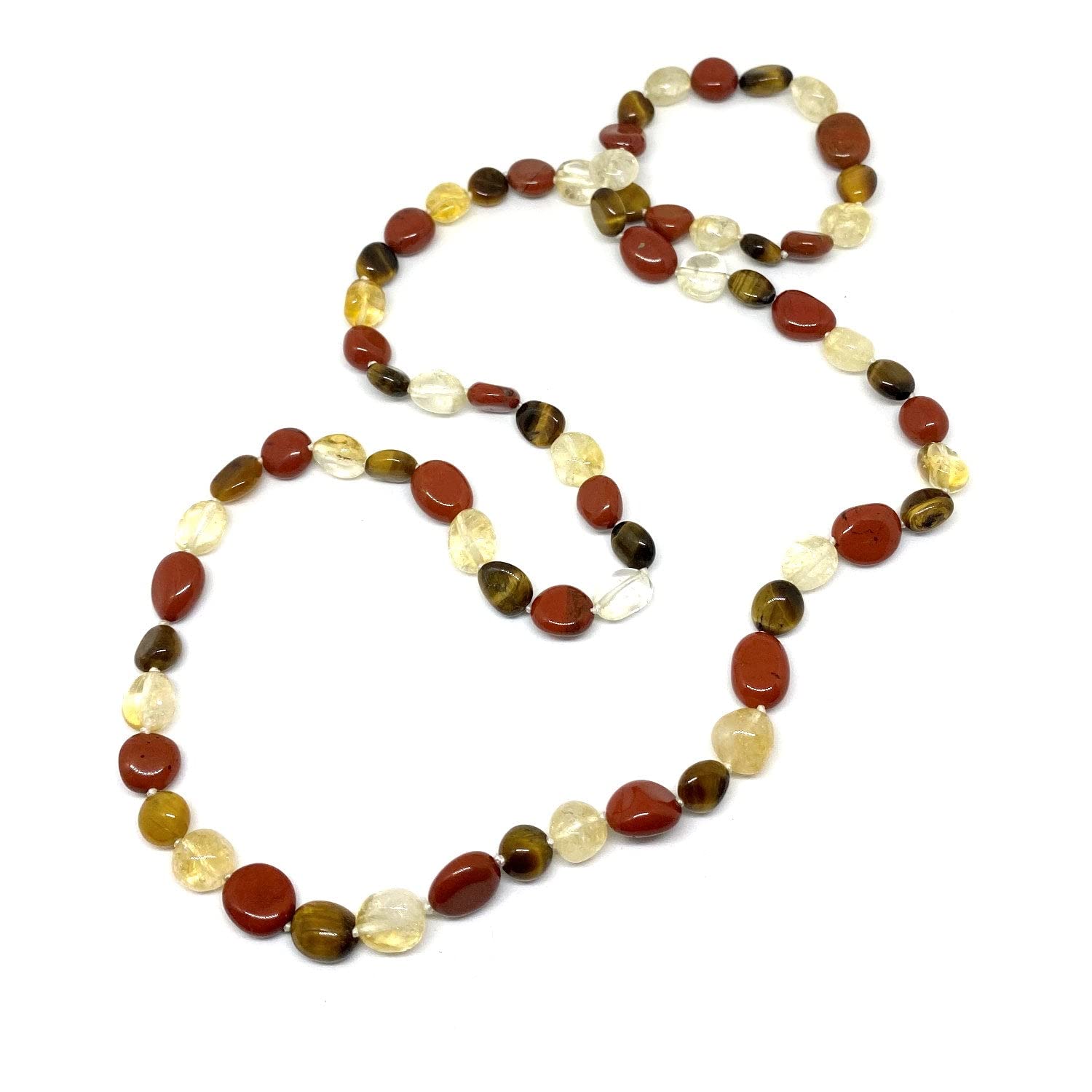 Jasper, Citrine and Tiger's Eye 26 Inch Rope Necklace
