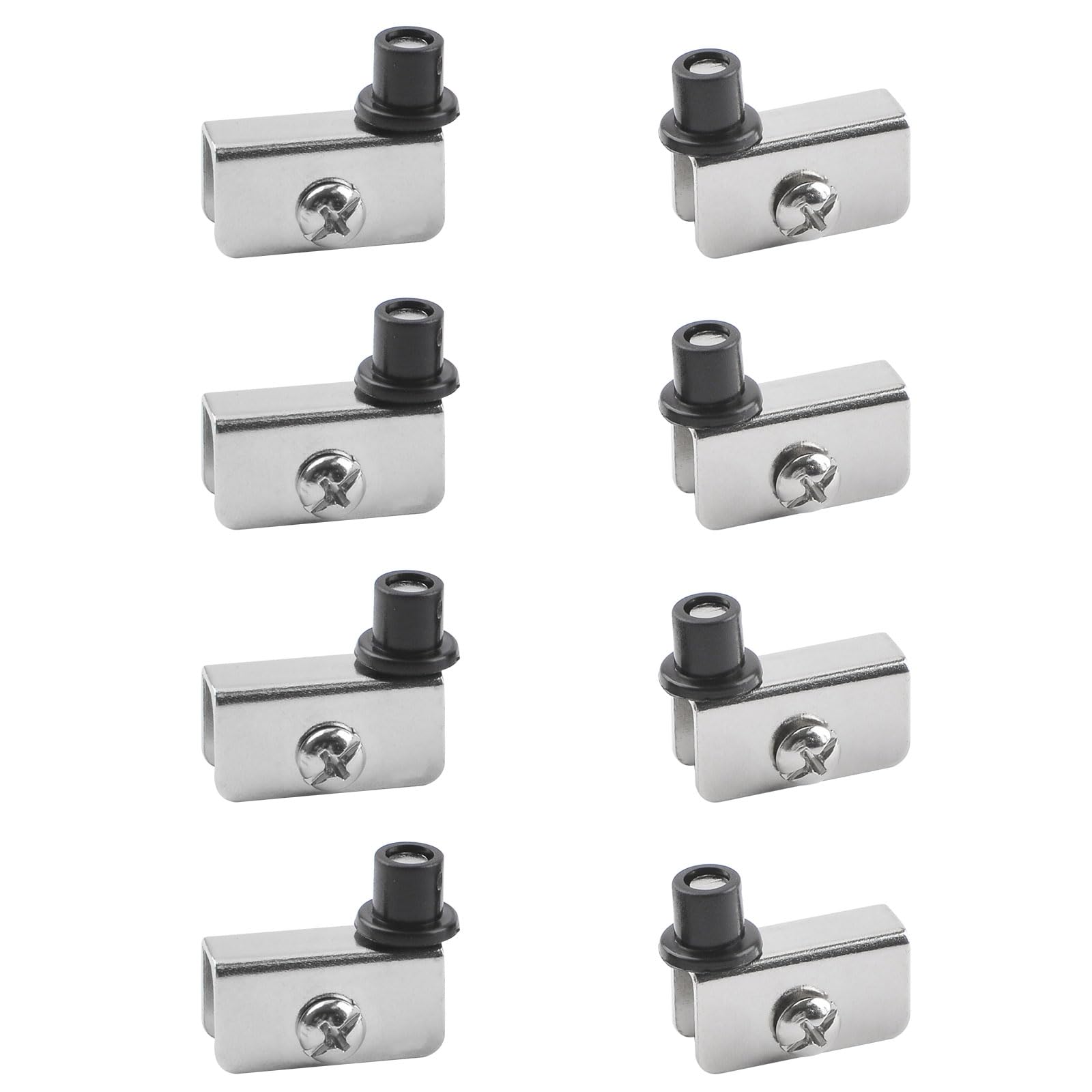 UFURMATE Mini Glass Door Hinge, 8Pcs Nickel-Plated Frameless Glass Door Pivot Hinges Clamp Adjustable Cabinet Pivot Hinge Clip Replacement Kit, Fit for 3-5mm Free-Swinging Acrylic/Glass Door — image 1