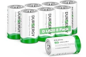 DURNERGY D Batteries 8 Pack,LR20 1.5v D Batteries,Size D Batteries Alkaline