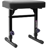 Liquid Stands Piano Bench Adjustable Stool &ndash; Music Keyboard Bench Seat for Piano Keyboard Stand with Black Padded Cushion for Musicians Piano Stool Chair (PU Leather)