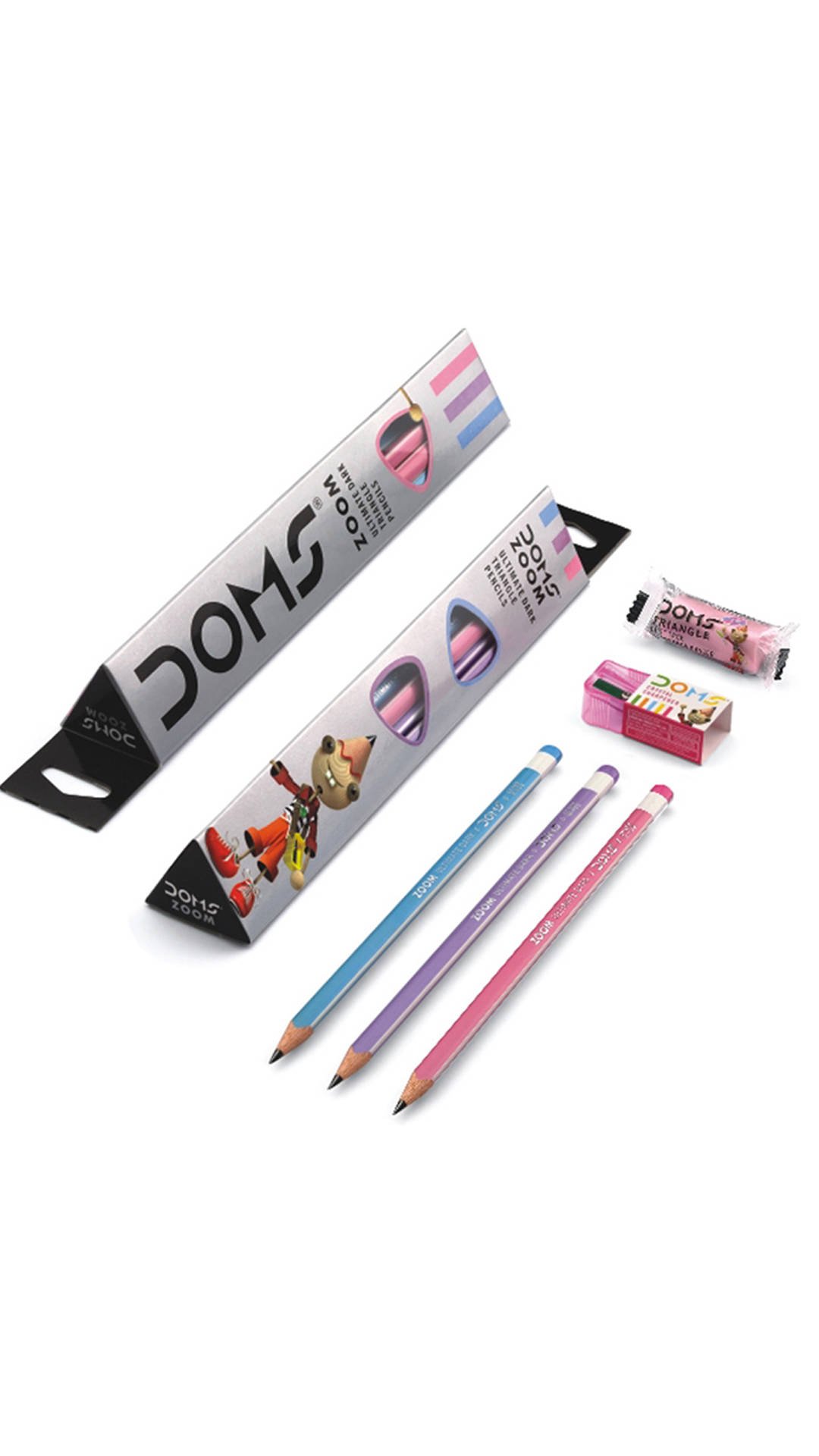Zoom Super dark Triangel Pencils with free erase, sharpener and 15cm Scale