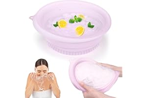 Welltop Face Bowl for Ice, Collapsible Silicone Facial Plunge Bowl with Built-in Ice Tray, Portable Face Ice Bath Bowl Ice Fa
