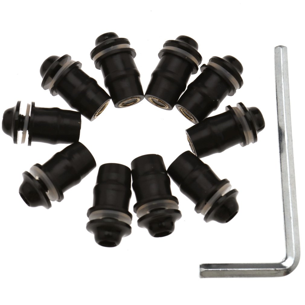 YINETTECH 10X Motorcycle Windscreen Windshield Fairing Well Nut Bolt Solid Screw M5 Black