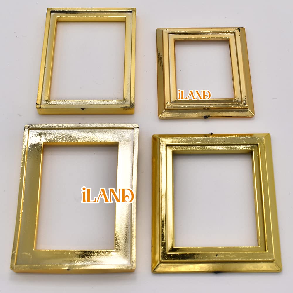 iLAND Miniature Dollhouse Accessories for Dollhouse Furniture on 1:12 Scale, Dollhouse Frames w/Printed Classic Paintings Set (4 Bright Golden Frames & Pictures)