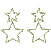 Sgoeths Star Earrings for Women Sparkle Rhinestone Big Star Drop Dangle Earrings Hollow Dangling Earrings Long Double Stud Earrings Jewelry for Lightweight Festival Birthday Party
