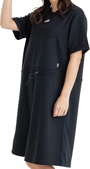 Amazon Co Jp Fila フィラ ワンピース レディース 半袖 蛍光ロゴ 服 ファッション小物
