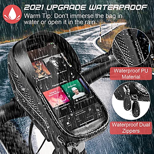 Fahrrad Handyhalterung Wasserdicht Handy Fahrradhalterung Fahrradtasche Lenker, Halterung Fahrradlenker Handyhalter Lenkertasche Rahmentasche Touch Aktiviert rüttelsicher für 5.5 - 7 Zoll Smartphone