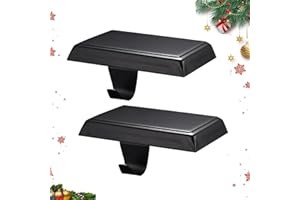Guojanfon Christmas Stocking Holders Mantel Stocking Hangers Metal Hanging Hooks Stocking Holders Bases for Fireplace Free Standing Christmas Xmas Party Decoration (2 Black, 2)