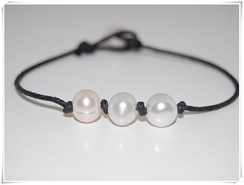 Amazon 本物の真珠のブレスレット 淡水パールブレスレット 3真珠ビーズコードのブレスレット 文字列のブレスレット 真珠の花嫁介添人の宝石 白い真珠のブレスレット ブレスレット 通販