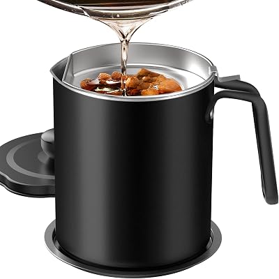 Chihee 2L Stainless Steel Grease Container with Fine Mesh Strainer