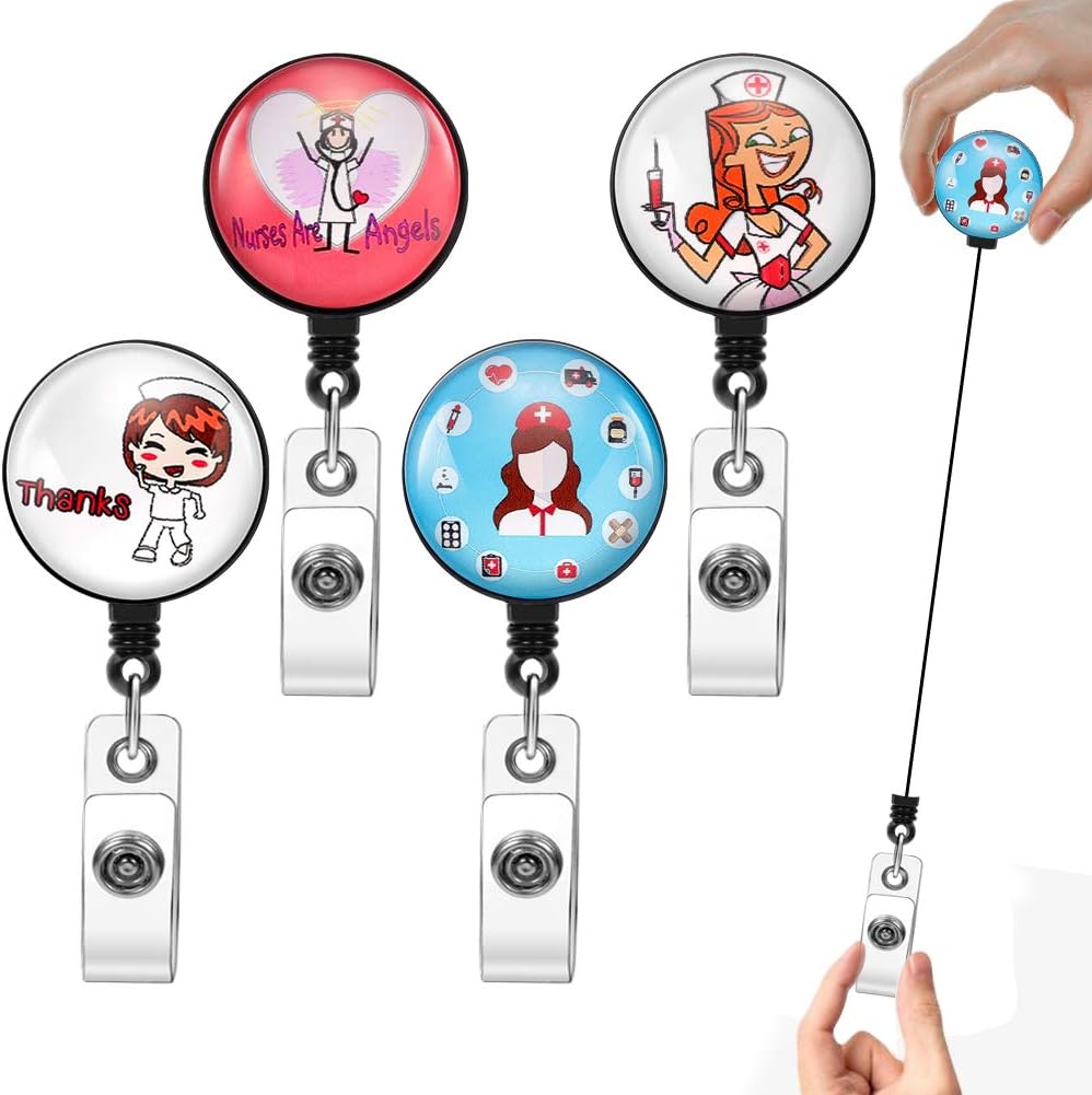 Joho Nurse Badge Holder Retractable ID Badge Reel with Alligator Clip