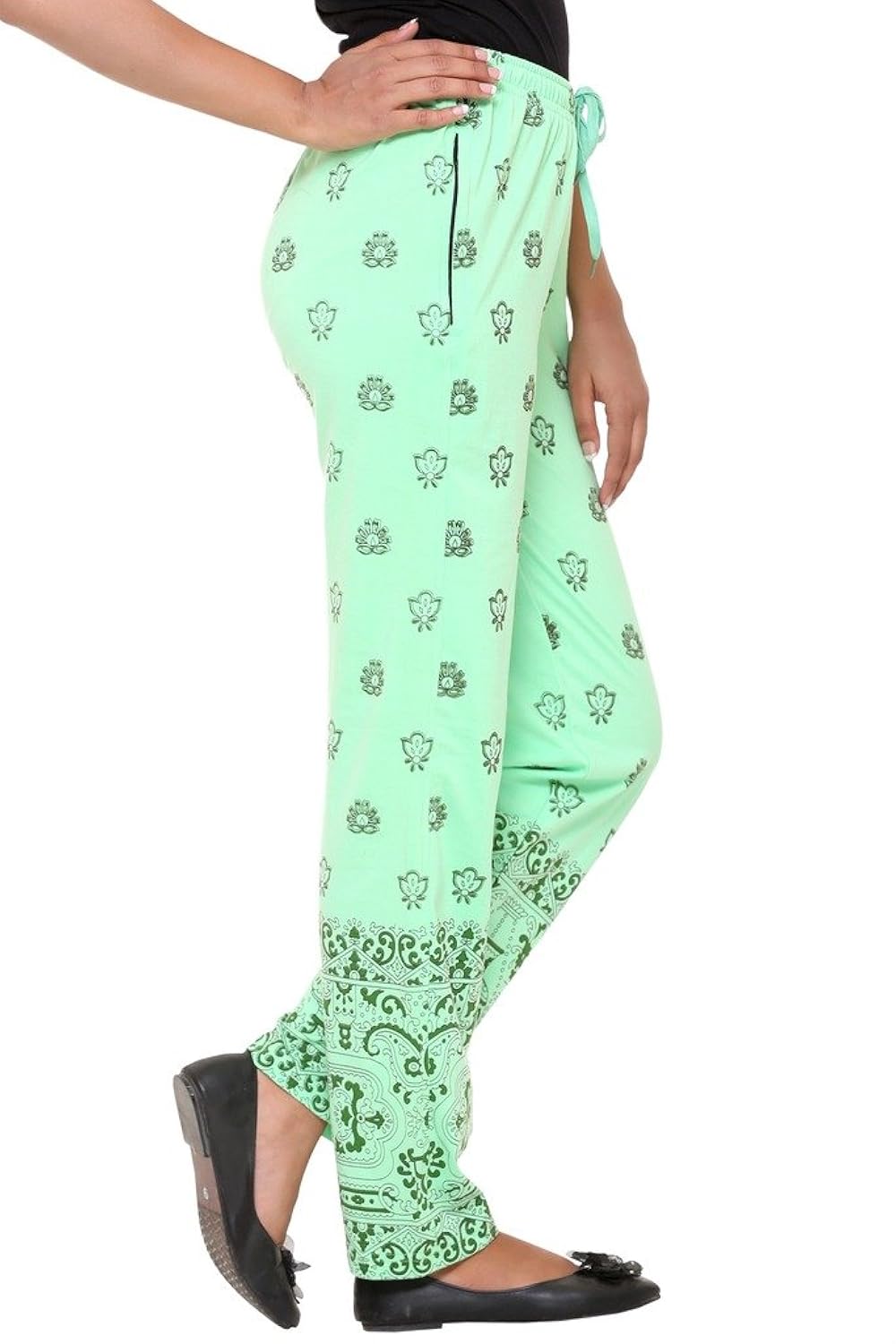 women's cotton blended printed lounge wear - track pants