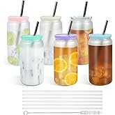 16 Oz Plastic Mason Jars Mason Jars Cups with Lids and Straws, 6 Pack Frosted Acrylic Tumbler with Lid and Straw, Acrylic Mason Drinking Jars Cups Smoothies Cold Brew Juice Beer Coffee Milk, Frosted