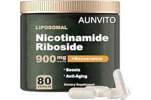 AUNVITO Liposomal Nicotinamide Riboside, 900mg NAD+ Supplement NMN Supplement Alternative, NAD Supplement for Anti-Aging, Energy, Focus - 80 Capsules